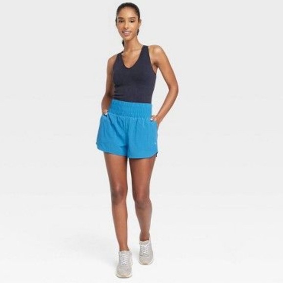 Women's High-Rise Woven Shorts- JoyLab Blue M - Picture 8 of 9